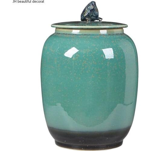 Chinese-style Ceramic Tea Caddy Large-capacity Decorative Cans Living Room Coffee Table Ginger Cans Household Tea Set Supplies