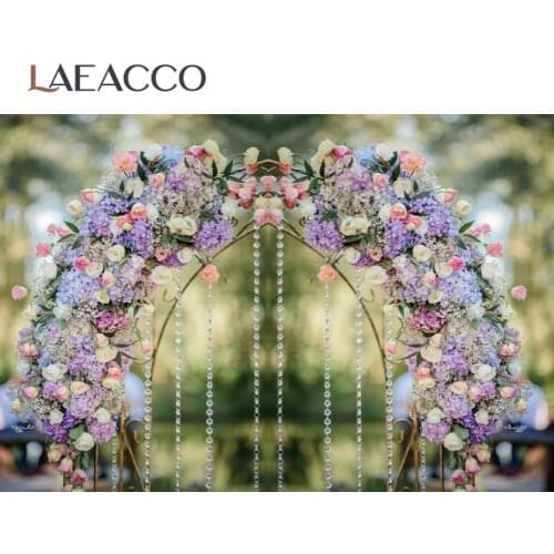 Laeacco Spring Blossom Rose Flowers Arched Door Wedding Stage Photo Backdrop For Photography Vinyl Background For Photo Studio