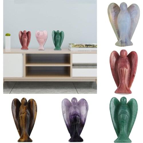 Natural Stone Jewelry Angel Fairy Crystal Rose Guardian Archangel Sculpture Handicrafts Pendulum Mini Ornaments DIY Decor