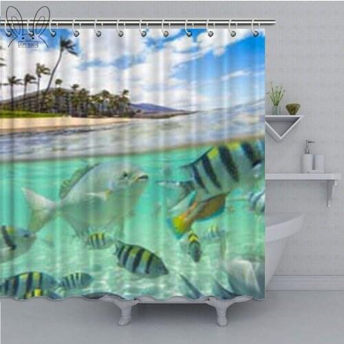 Underwater Paradise Printed Bathroom Curtain Ocean Animal Waterproof Shower Curtain Polyester Fabric Bath Curtain Bathing Cover