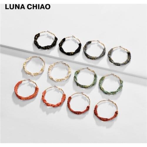 LUNA CHIAO Fashion Jewelry 2020 Fall Winter Boho Braided Big Hoop Earrings for Women