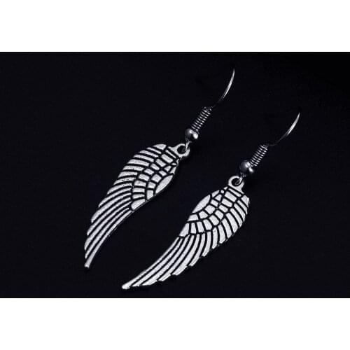 Trendy Vintage Wings Shape Dangle Antique Silver Plated Earrings for Women Girl Retro Drop Earrings Cute Earring Jewelry Bijoux