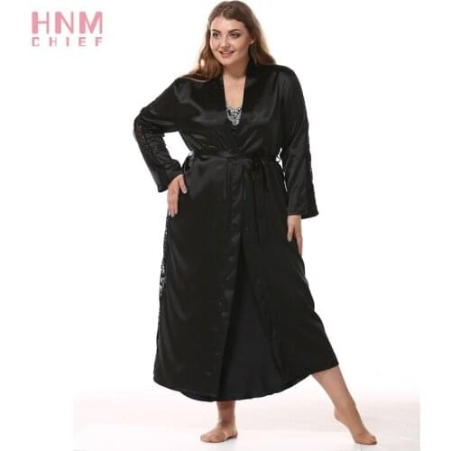 Nuisette grande taille femme peignoir satin femme Silk Lace Robe Breathable pyjama sexy femme dentelle nuisette grande taille