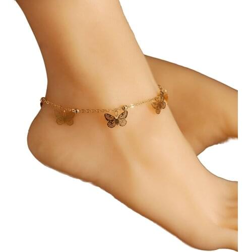 Women Butterfly Anklet Adjustable Butterfly Pendants Decor Anklet Beach Anklet Ankle Bracelet Foot Jewelry Accessories