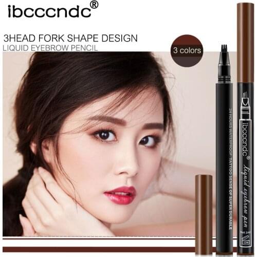 Three Head Liquid Eyebrow Pen Fine Eyebrow Pen Semi-permanent Liquid Eyebrow Pen Fork Waterproof Lasting Natural Look TSLM1