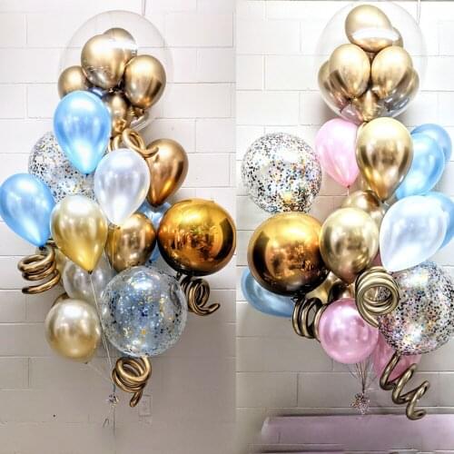 1set 10inch Metal Gold Chrome Blue Pearl Latex Confetti Balloons Wedding Decorations Matte Globos Birthday Party Kid Toys