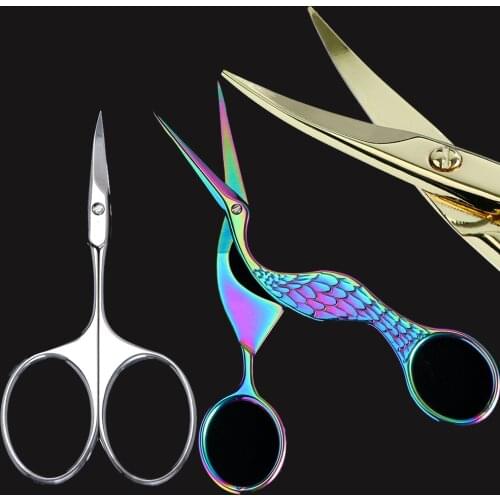 1pc Nail Art Cuticle Scissor Curved Sharp Tip Eyebrow Scissors Stainless Steel Nipper Makeup Shears Clipper Manicure Tool SA1519