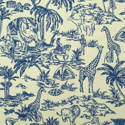 1 yard Cotton Poplin Fabric for sewing pathwork, dress, cloth, bedding - Animal - elephent,deer,zebra,tree