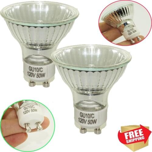2× 50 WATT GU10 120V MR16 CLASSIC COOL WHITE HALOGEN GLOBES LIGHT BULBS LAMP EXN
