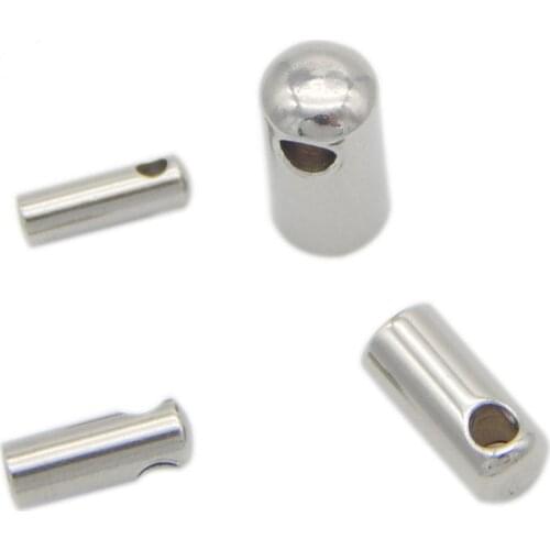 20pcs/lot Stainless Steel End Caps End Clasps Crimp Bead For 3/4/5/6 mm Round Leather Cord DIY Jewelry Making