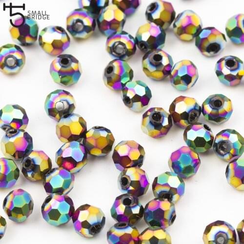3 4 6 8mm Plated Round Crystal Beads For Jewelry Making Diy Bracelet for Women Faceted Glass Loose Spacer Beads Wholesale Z121
