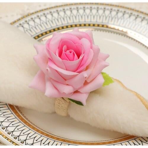4pcs Handmade Flower Napkin Rings Buckles Wedding Celebrations Birthday Parties Roses Diy Decorative Crafts Table Decoration