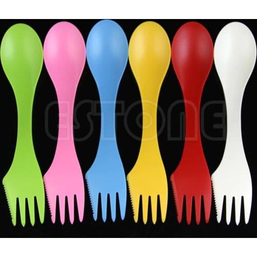 6x Spoon Fork Knife Camping Hiking Utensils Spork Combo Travel Gadget Cutlery