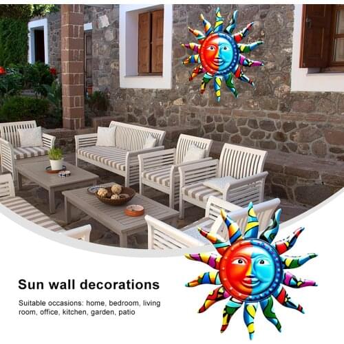 Large Metal Sun Wall Art Decor, 12.7 Inches Sun Face Wall Sculptures & Statues for Indoor Outdoor Home Garden Kitchen Decoration