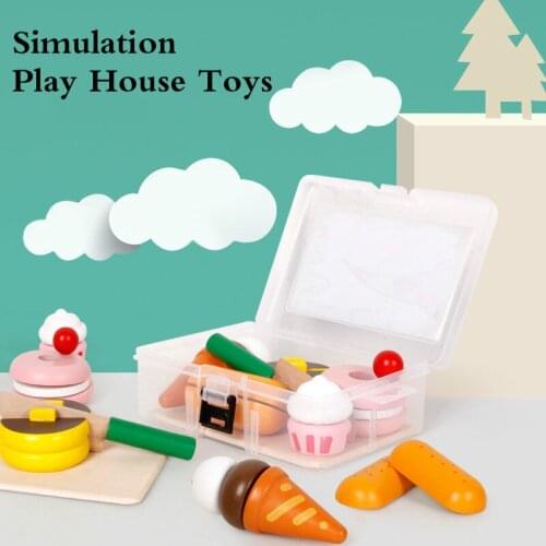 Wooden Childrens Educational Early Education Play House Cake Dessert Cut Happy Simulation Kitchen Toys for Girls