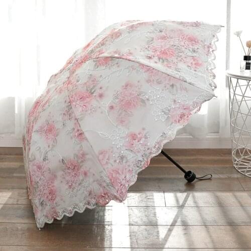 Double dual embroidery lace lace umbrella rain or shine thirty percent umbrella princess parasol bask in vinyl umbrella