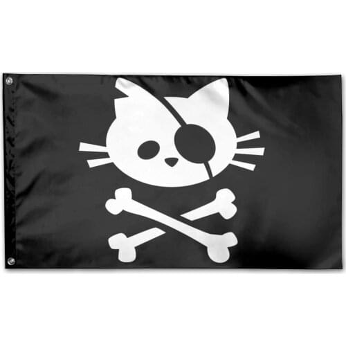 Pirate Cat Skull and Crossbone Home Flags 3 X 5 in Indoor&Outdoor Decorative Home Fall Flags Holiday Decor