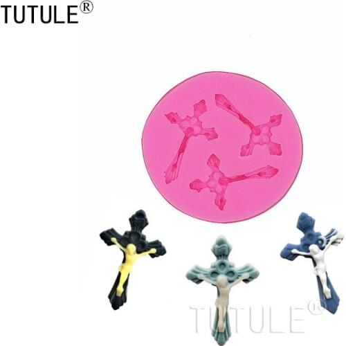 Fondant Cake Jesus Christ on Cross Rosary Silicone Rubber Flexible Food Safe Mould-candy, cupcake topper,Chocolate-Clay Mold