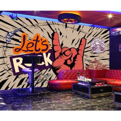 Custom Photo Wallpaper Rock Music Art Mural KTV Bar Cafe Wall Decorative Painting Paper Poster Wall Paper Murales De Pared 3D