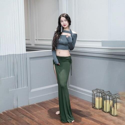 Women Belly Dance Practice Clothes New cotton Sexy Oriental Dance Skirt Set Summer Beginner Stage Wear