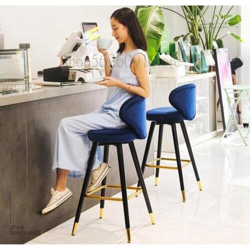 Lightweight Luxury Solid Wood Bar Chair American Leisure High-footed Stool Nordic Bar Chair Modern Simple Household Backrest