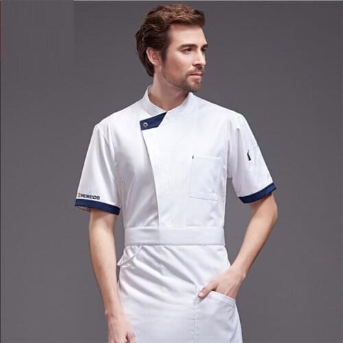 Summer Restaurant Kitchen Man Woman Breathable Chef Jacket,Short Sleeve Work Uniform,Food Service Chef Cooker Workwear,100