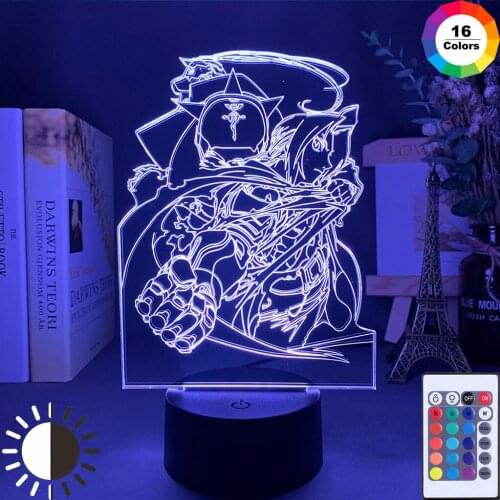 Manga Alchemist Edward Elric Figure Night Light Led Color Changing Kids Bedroom Decorative Nightlight Usb Desk 3D Lamp