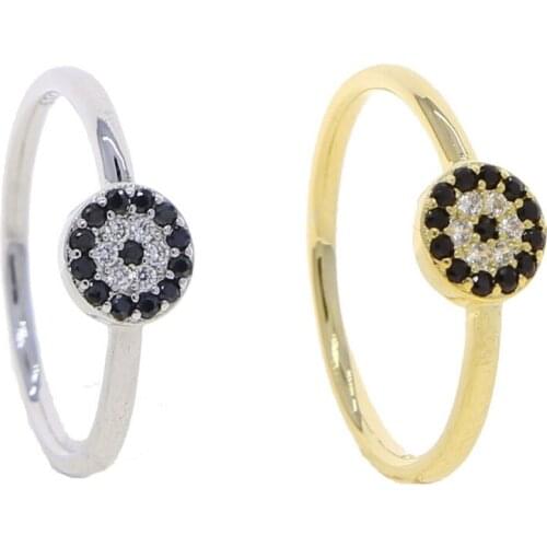Cute lovely Turkish evil eye women jewelry geometric round disco eye shaped small fashion rings
