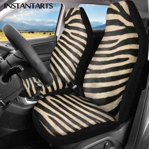 INSTANTARTS Set of 2 Car Seat Covers Stylish Zebra Prints Easy Clean Universal Car Front Seat Covers Soft Car Seat Cushion Thick