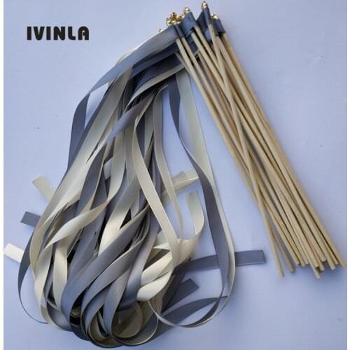 Newest 50pcs/lot grey wedding ribbon wands for wedding decoration