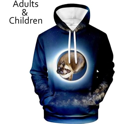 New listing Cute 3D Cat Hoodies Men Women Sweatshirt Harajuku Kids Hooded Autumn boys girls animal white 3D Hoodie Pullovers