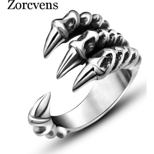 Modyle New Punk Rock Stainless Steel Mens Biker Rings Vintage Gothic Jewelry Silver Color-Color Dragon Claw Ring Men
