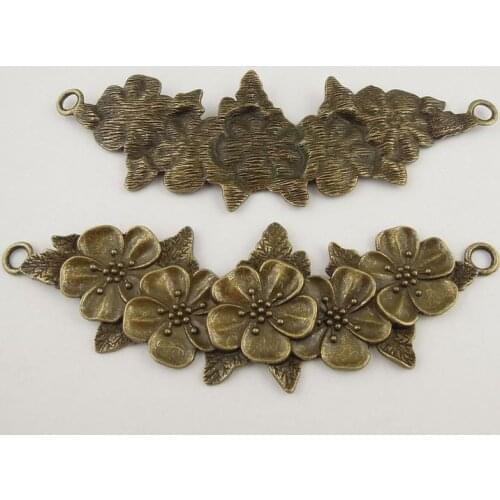 Wholesale 5Pieces Vintage Bronze Tone Beauty Flower Charms Necklace Pendant Bracelet Connector Jewelry Finding Hot Sale 37651