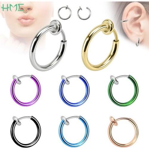 1pc Punk Bar Lobe Piercing Tongue Belly Lip Nose Rings Body Clip Hoop Cartilage Earrings For Women Septum Piercing Jewelry Gift