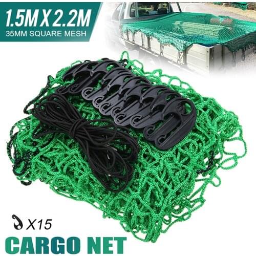 Durable 1.5Mx2.2M Car Truck Trailer Mesh Nylon Bungee Cord Cargo Net with 15pcs Hooks Car Accessories