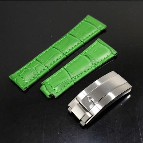 20MM Watch Accessories Band FOR ROLEX Water Ghost Watch Strap Genuine Leather Watch Bracelet with Solid Steel Buckle Watch Band