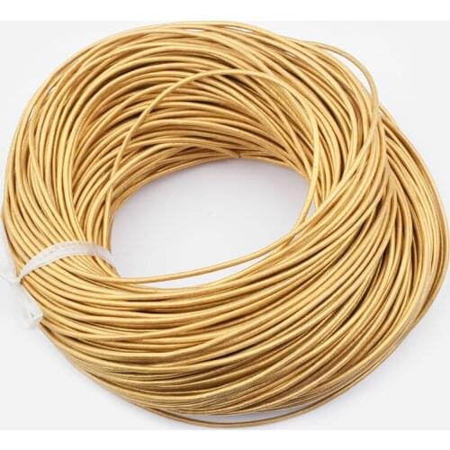 5 Yards 2mm 3mm Round Genuine Leather Cord Bracelet Findings Gold Color Real Cow Leather String Rope Jewelry Making