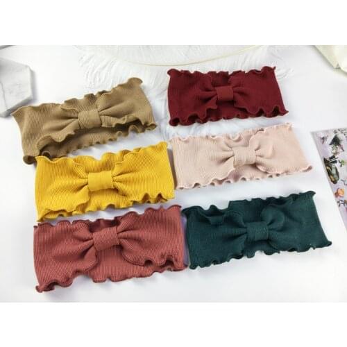 Girl Stylish Bowknot Headband Twist Hairband Bow Knot Cross Tie Solid Headwear Lovely Babies Kids Girls Bow Tie Headwear
