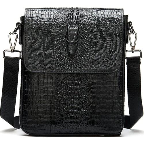 Mens bag Bag brand strap luxury mens handbag crocodile print genuine leather shoulder messenger bag for men cross Mens design