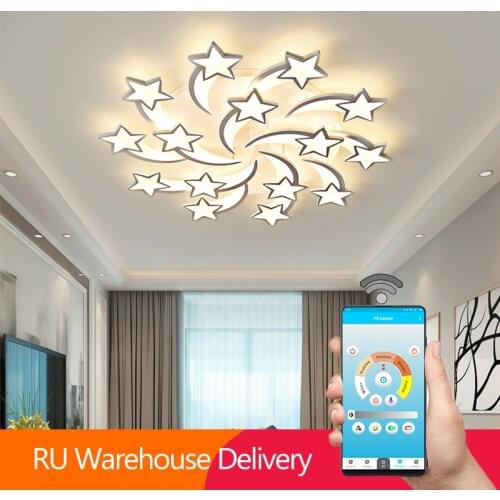 LED chandelier modern star chandelier living room bedroom lighting remote control and mobile APP control