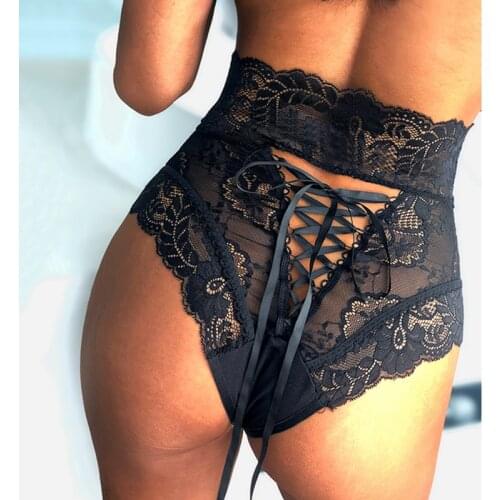 Sexy Womens Lace Floral Briefs Underpants Transparent Panties Underwear Intimates Underpant Ladies High Waist Panty For Woman