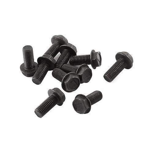 10 x M7 7mm Dia Black Metal Reverse Thread Screws for Cutting Machine