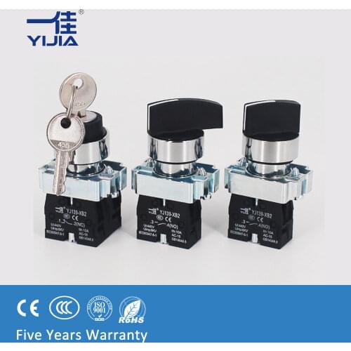 YIJIA 22MM 2 3 position Rotary switch 1NO 2NO Self-locking Latching Key Select Selector Switches 10A 440V XB2-01X