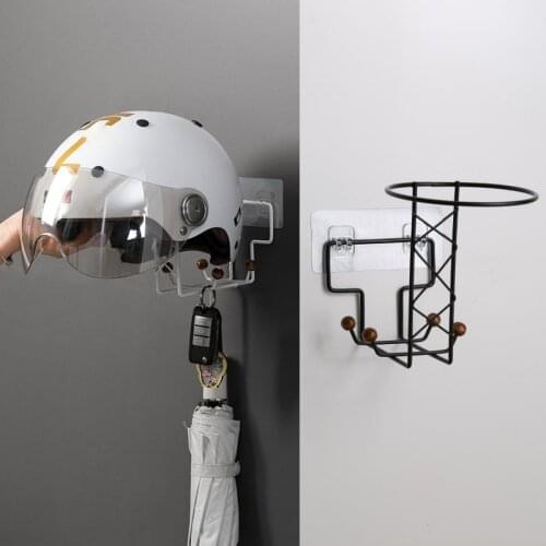 Iron Motorcycle Accessories Helmet Holder Avoid Punch Hanger Rack Wall Mounted Hook for Coats Hats Caps Helmet Rack Motor Bike