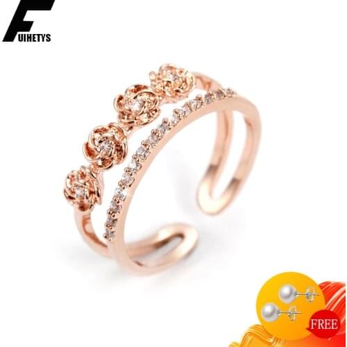 Bali Jelry Charm Rings for Women 925 Silver Jewelry Flower Shaped Zircon Gemstones Open Ring Wedding Engagement Drop shipping