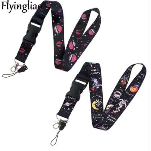 Stars Space Astronaut Lanyard Keys Phone Holder Funny Neck Strap With Keyring ID Card DIY Animal webbings ribbons Hang Rope