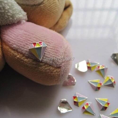 MD-500 10pcs Fancy Colorful Diamond Deco Metal Charms Metal Deco Charms Nail Art