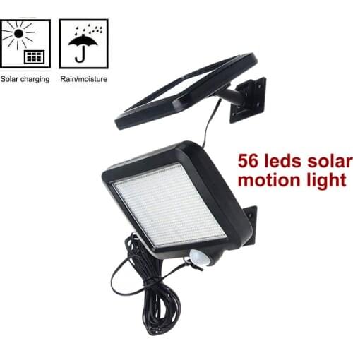 56 led 500lm solar light split mount pIR motion senser 5M cable street wall lamp spot floodlights for garden garage yard patio