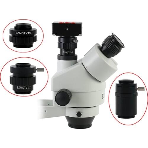 0.5X 0.3X 1X C-mount Lens Adapter 1/2 CTV Adapter For 1X SZMC TV1/2 SZMC TV1/3 Trinocular Stereo Microscope Camera Accessories