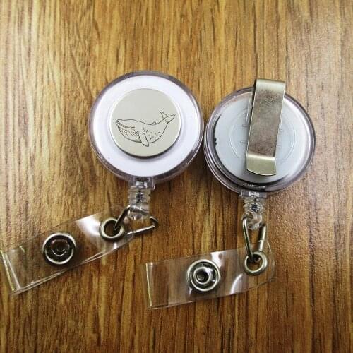 Whale ID Badge Reel gift for him/her friend family retractable recoil id badge holder work fun